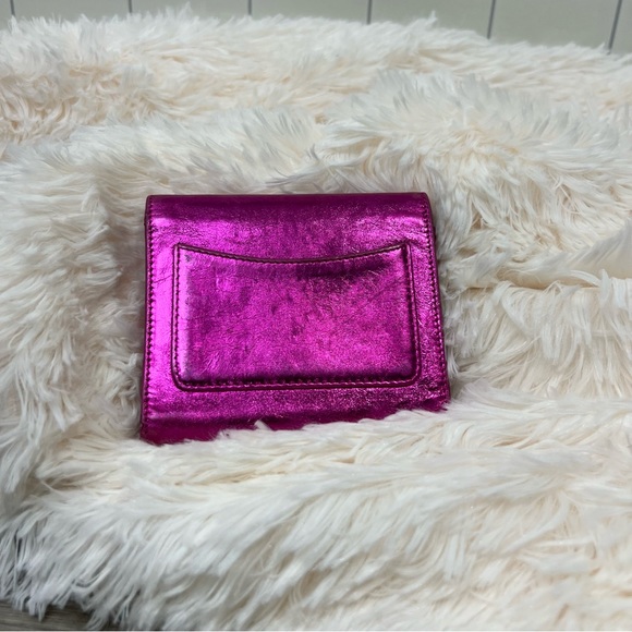 Pink Chanel Metallic Foil Leather Bow Compact Wallet - Picture 3 of 9